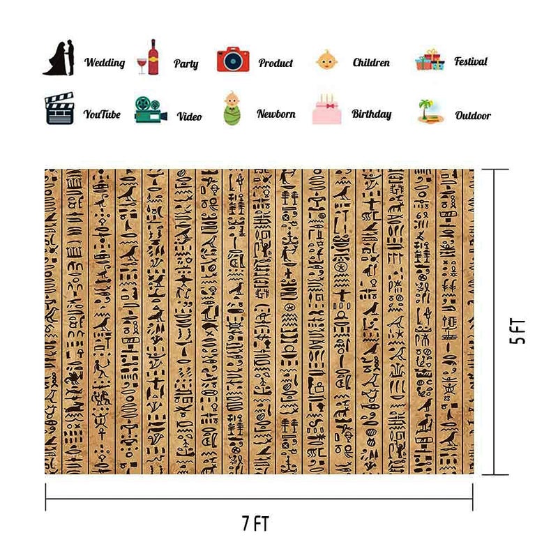 EOA 7(W) x5(H) FT Egypt Hieroglyphs Picture Backdrop Ancient Egyptians Civilization Photogrpahy Background Party Archaeology History Travel YouTube Booth Wall Mural Studio Prop - Image 2